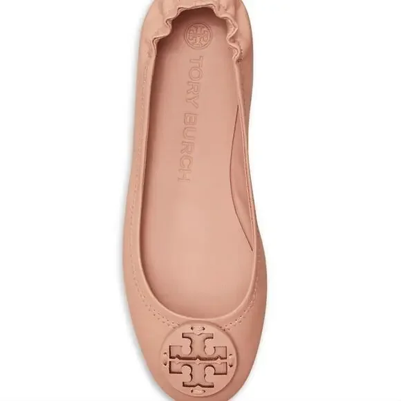 NWT$228 Tory Burch Minnie Travel Meadowsweet TT Logo Leather Ballet Flats 5.5 - Picture 6 of 16